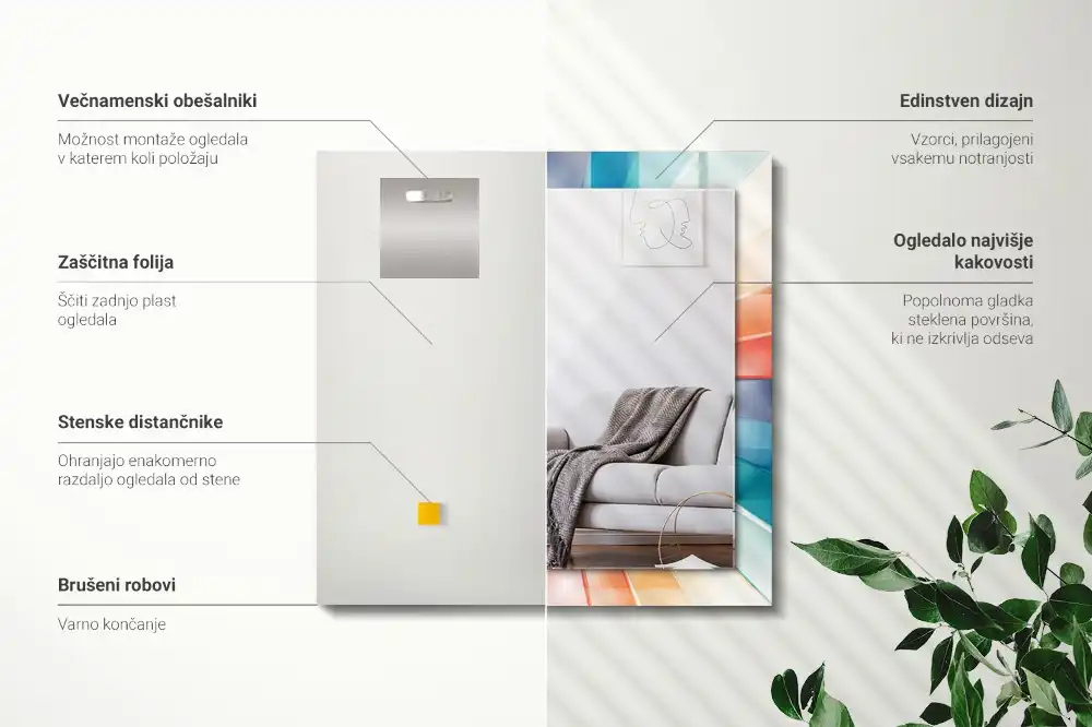 Specchio rettangolare decoro Raggi di luce colorati