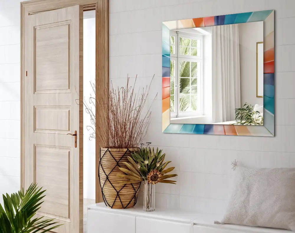 Specchio rettangolare decoro Raggi di luce colorati