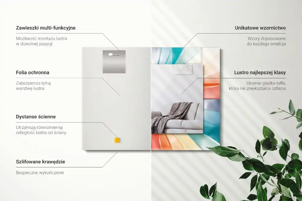 Specchio rettangolare decoro Raggi di luce colorati