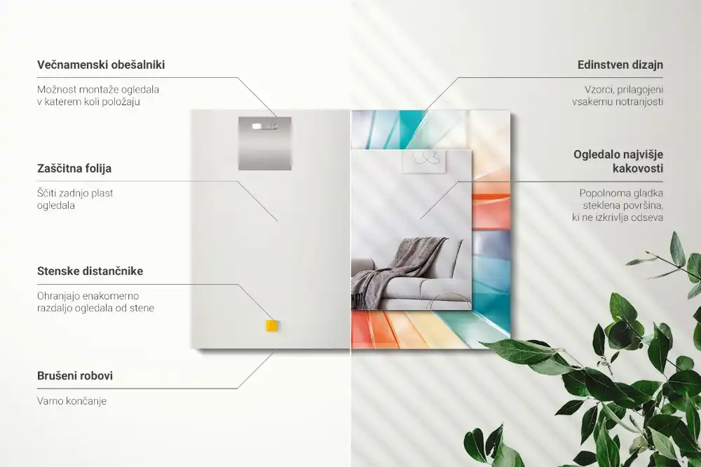 Specchio rettangolare decoro Raggi di luce colorati