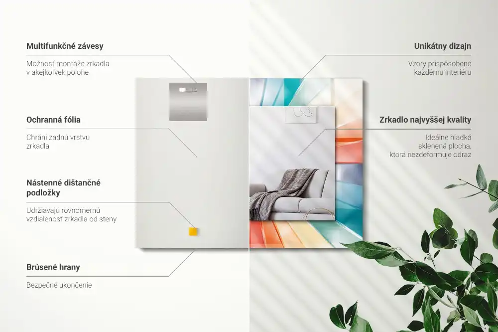 Specchio rettangolare decoro Raggi di luce colorati