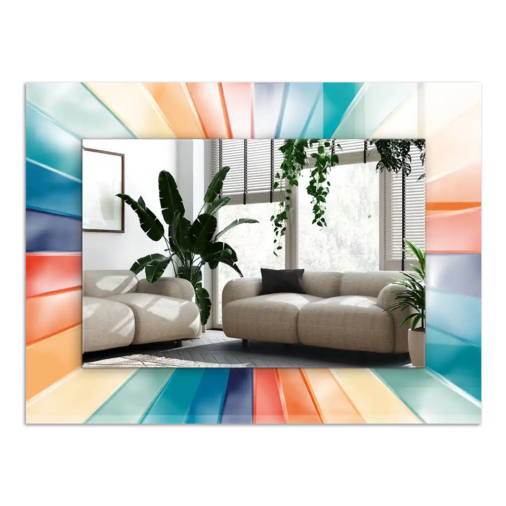 Specchio rettangolare decoro Raggi di luce colorati