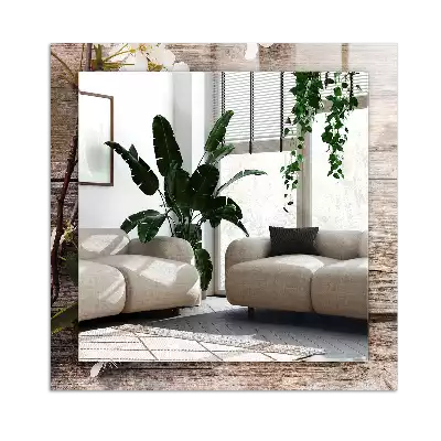 Specchio rettangolare stampato Fiori su legno