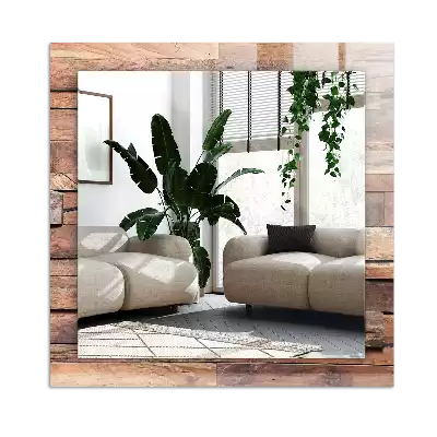 Specchio rettangolare con cornice stampata Parete in pannelli di legno