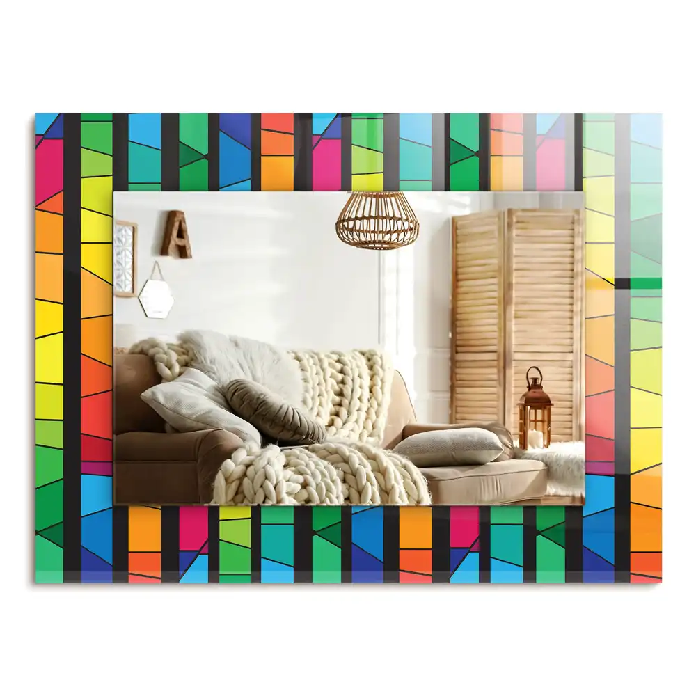 Specchio rettangolare stampato Strisce di vetro colorato