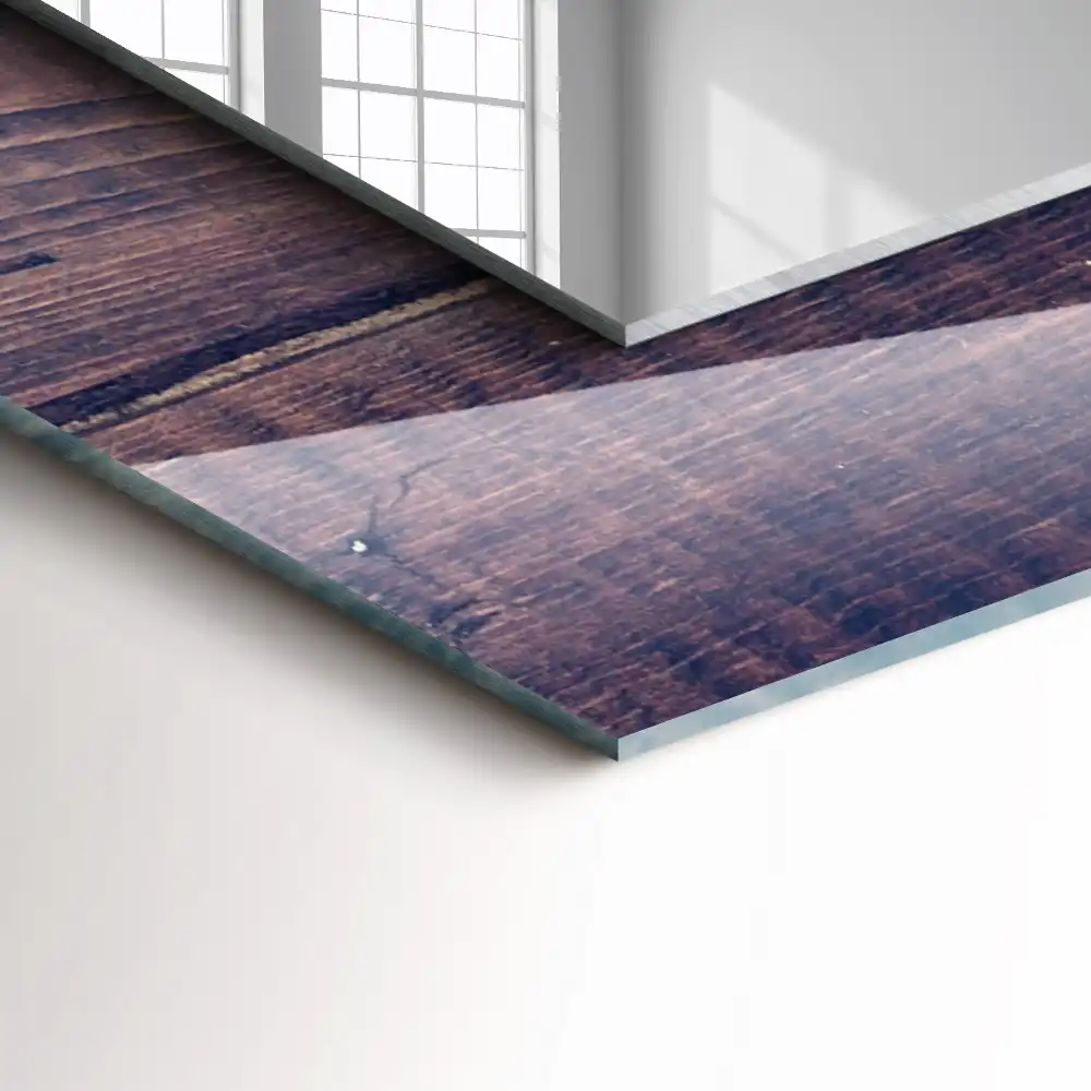 Specchio rettangolare decoro Tulipani rosa in legno