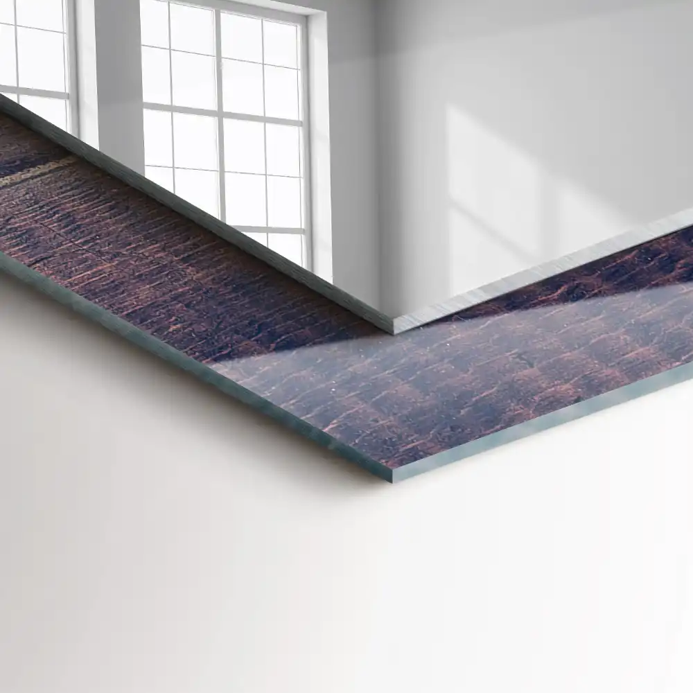 Specchio rettangolare decoro Tulipani rosa in legno