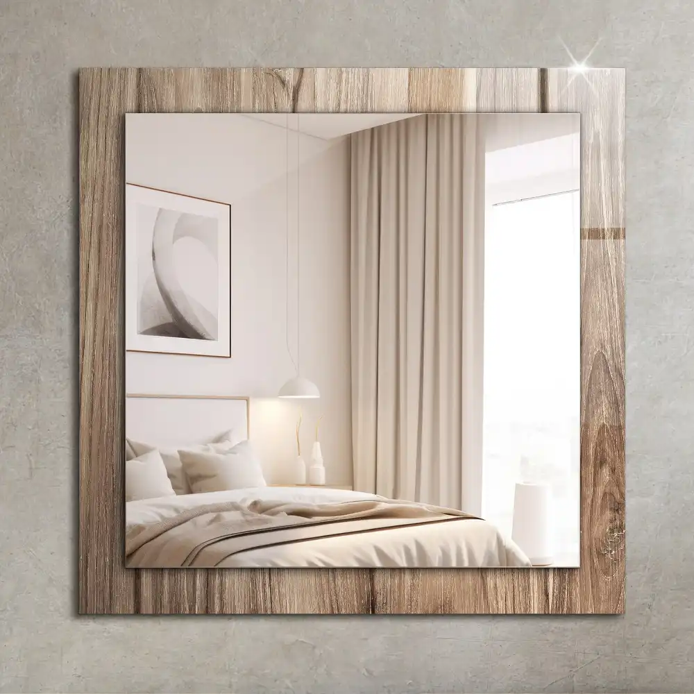Specchio rettangolare con cornice stampata Tavole del pavimento in legno