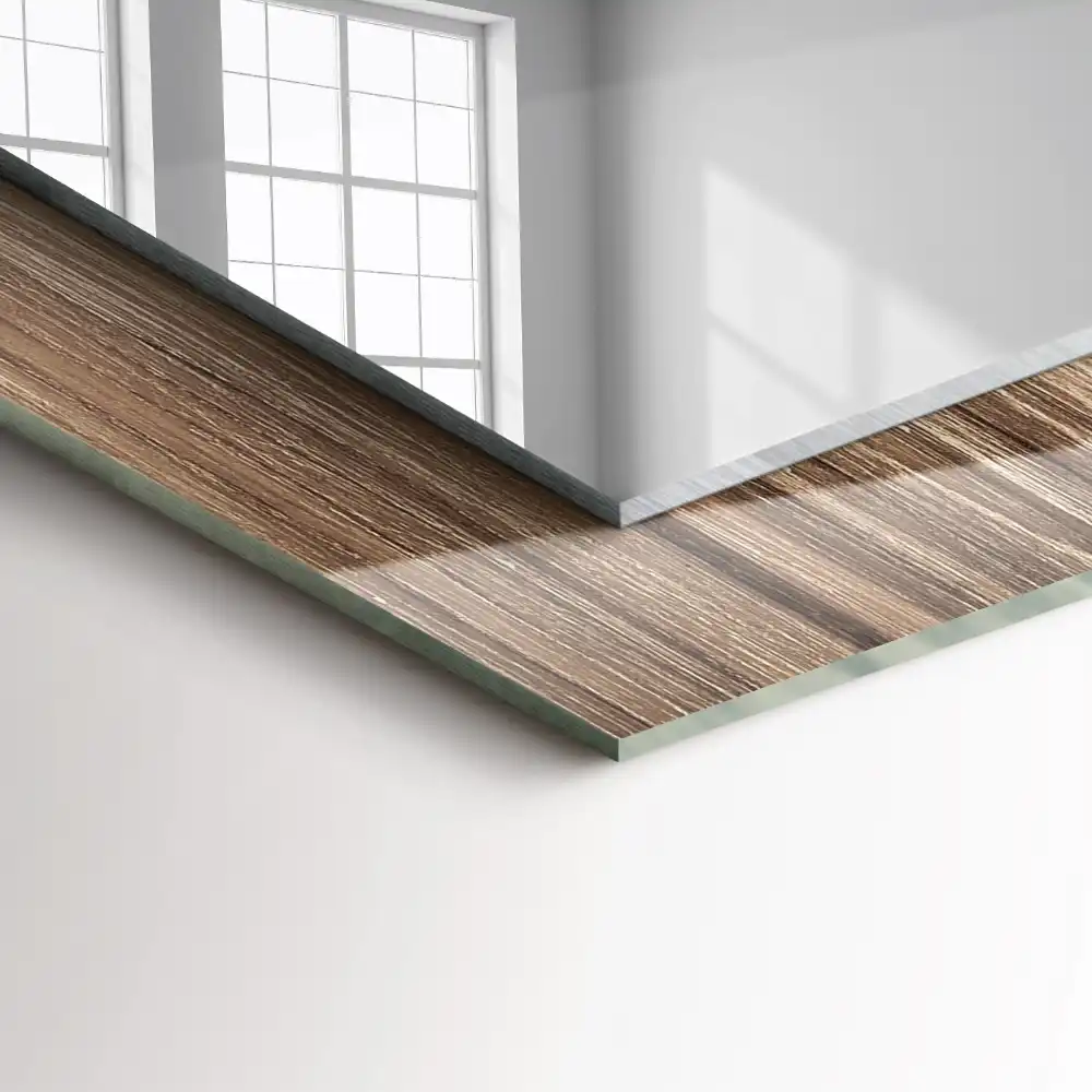 Specchio rettangolare con cornice stampata Tavole del pavimento in legno