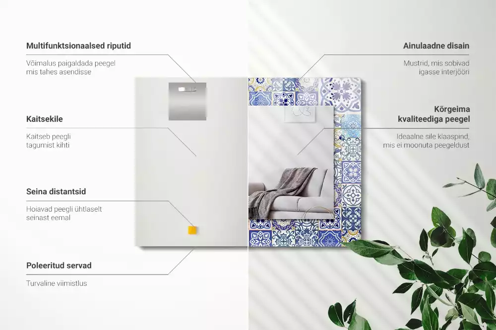 Specchio rettangolare stampato Piastrelle a mosaico colorate