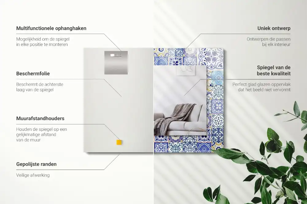 Specchio rettangolare stampato Piastrelle a mosaico colorate