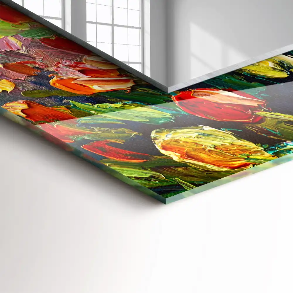 Specchio rettangolare decoro campo di tulipani