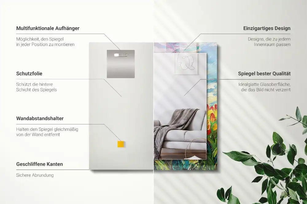 Specchio rettangolare decoro campo di tulipani