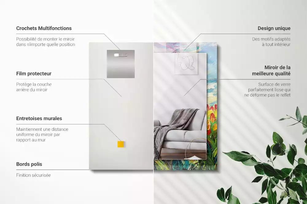 Specchio rettangolare decoro campo di tulipani