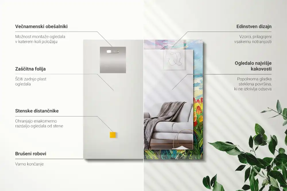 Specchio rettangolare decoro campo di tulipani