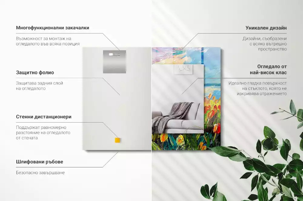 Specchio rettangolare decoro campo di tulipani