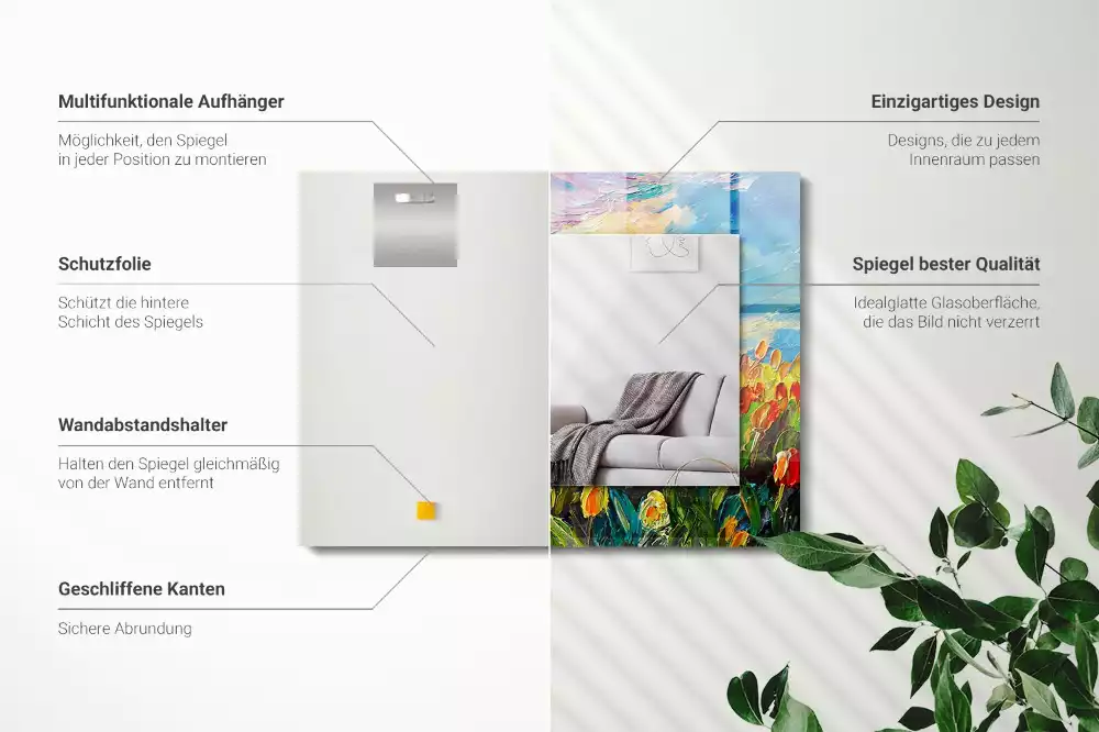 Specchio rettangolare decoro campo di tulipani