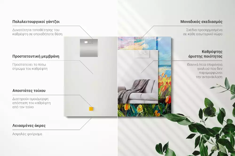 Specchio rettangolare decoro campo di tulipani