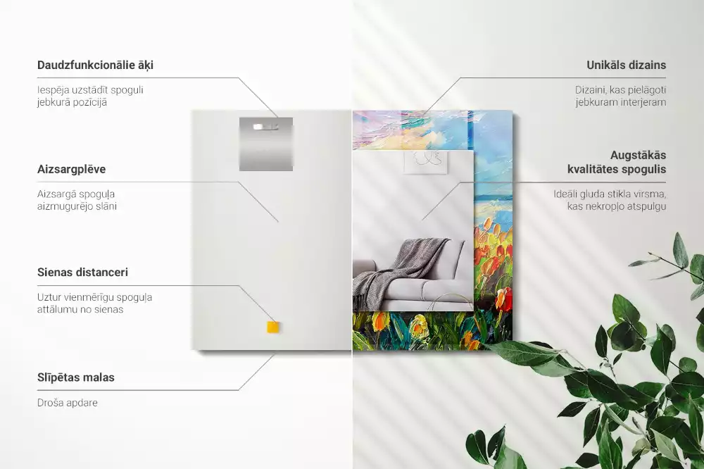 Specchio rettangolare decoro campo di tulipani