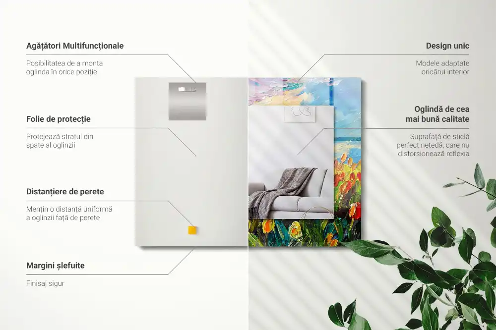 Specchio rettangolare decoro campo di tulipani