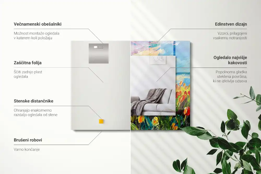 Specchio rettangolare decoro campo di tulipani