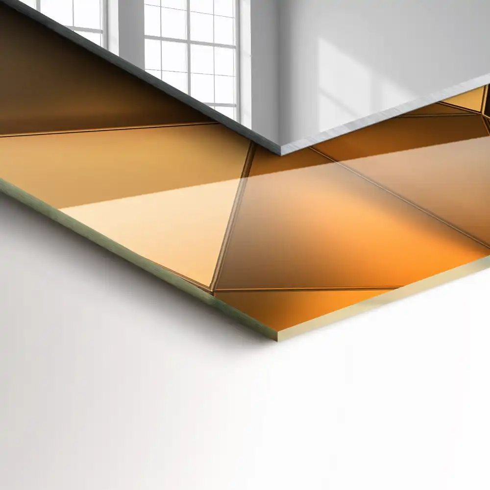 Specchio rettangolare stampato Motivi geometrici dorati
