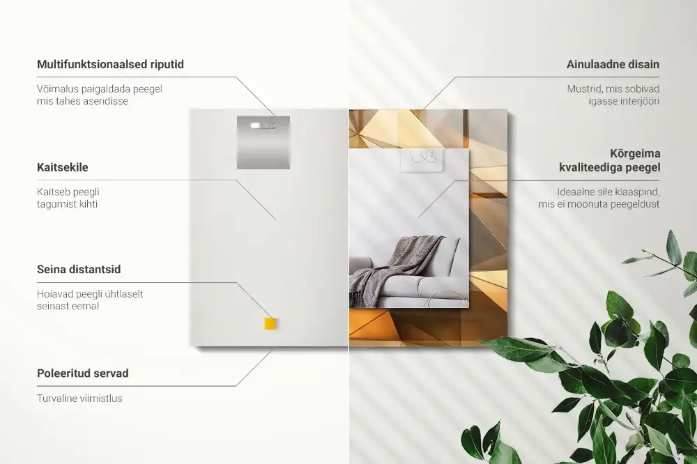 Specchio rettangolare stampato Motivi geometrici dorati