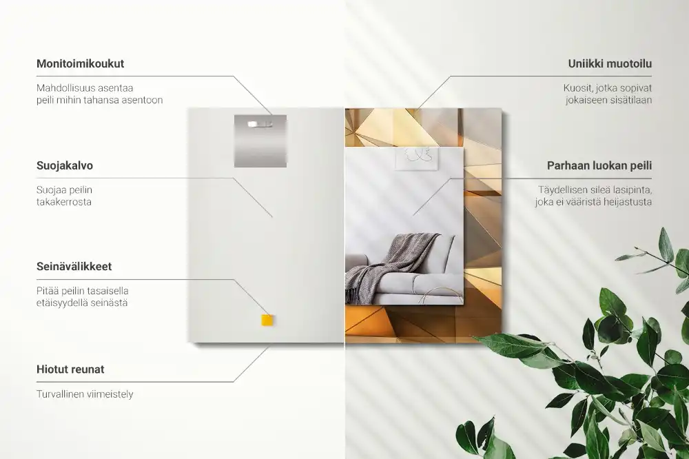 Specchio rettangolare stampato Motivi geometrici dorati