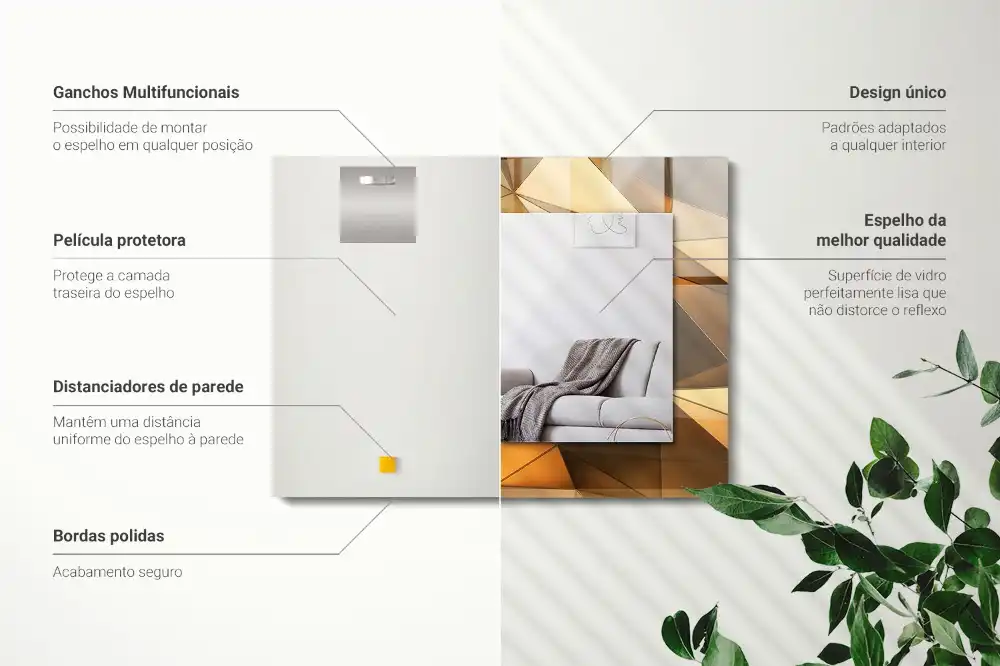 Specchio rettangolare stampato Motivi geometrici dorati