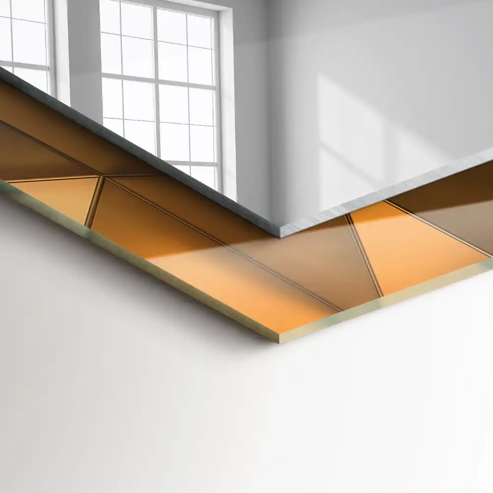 Specchio rettangolare stampato Motivi geometrici dorati