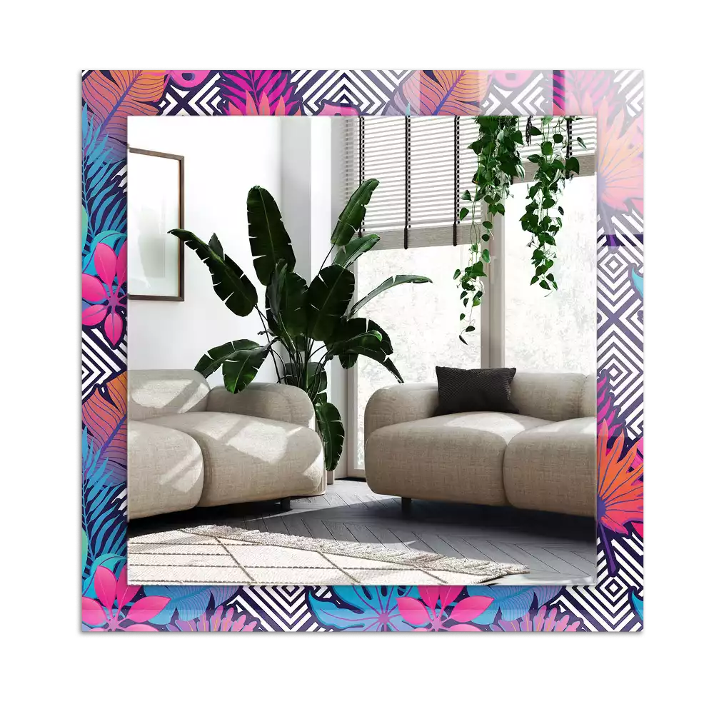 Specchio rettangolare decoro Foglie tropicali colorate