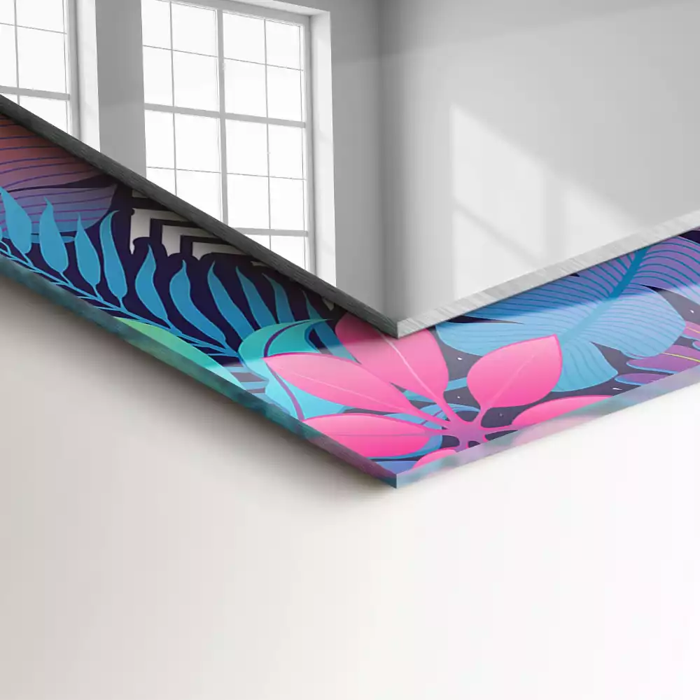 Specchio rettangolare decoro Foglie tropicali colorate