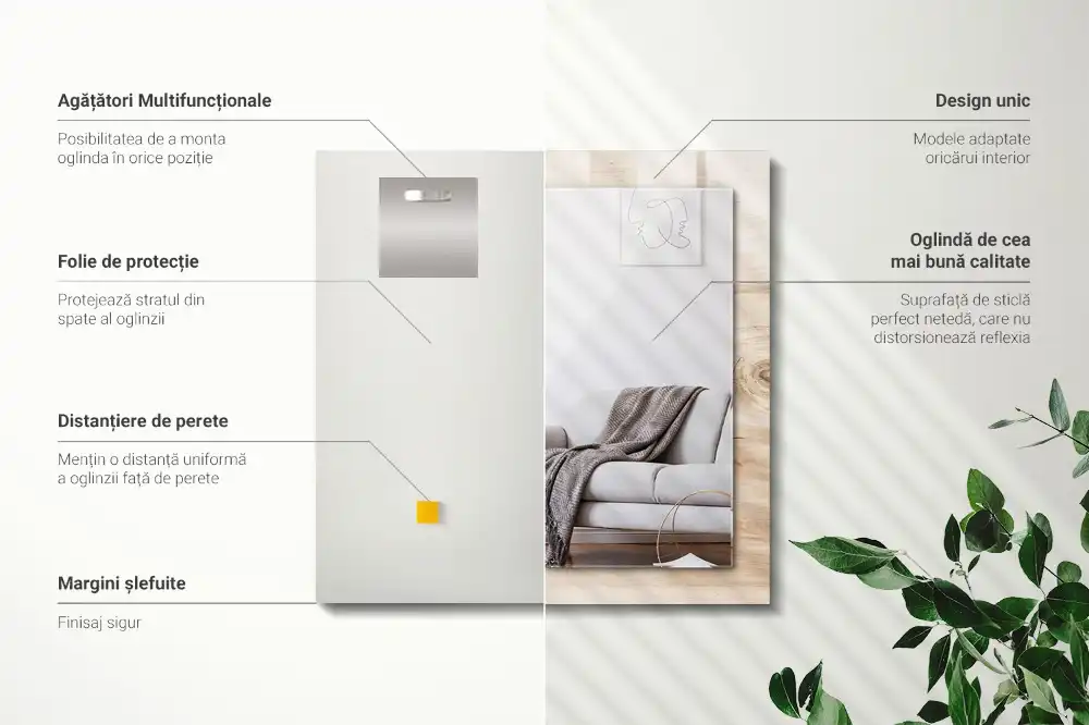 Specchio rettangolare con cornice stampata Legno con nodi