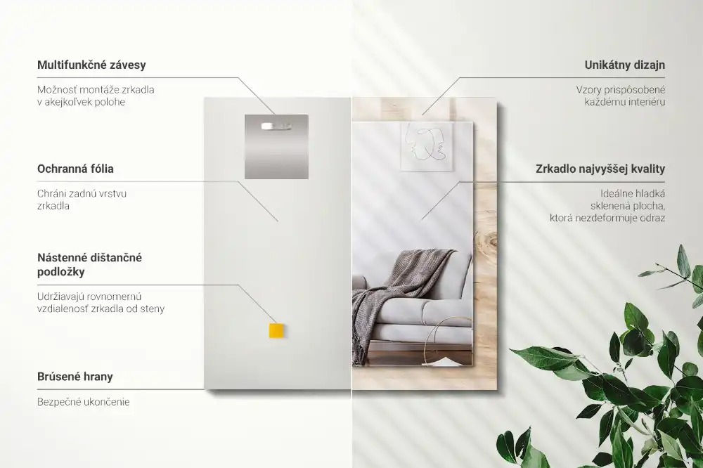 Specchio rettangolare con cornice stampata Legno con nodi