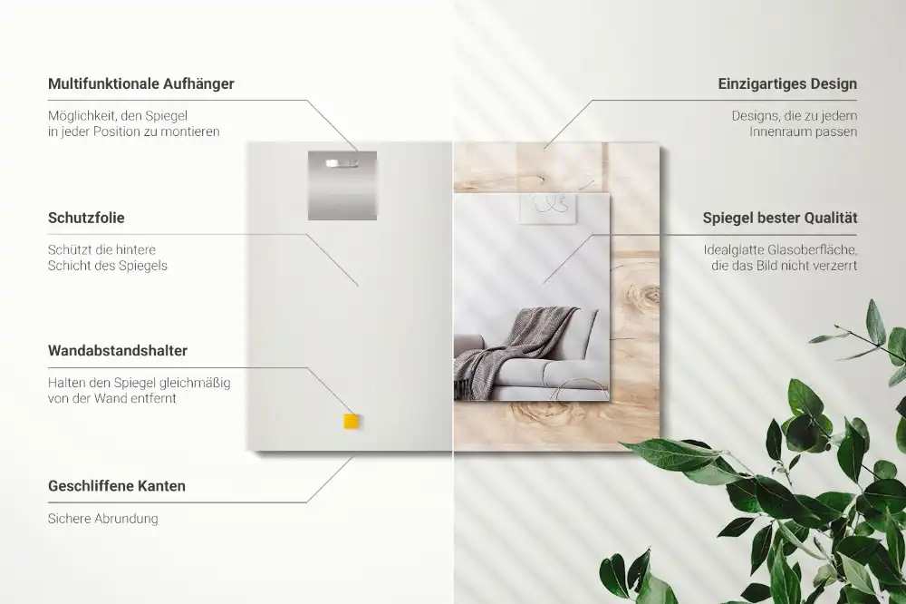 Specchio rettangolare con cornice stampata Legno con nodi