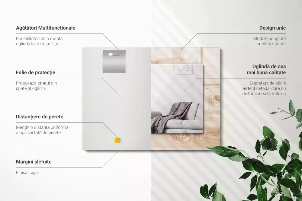 Specchio rettangolare con cornice stampata Legno con nodi