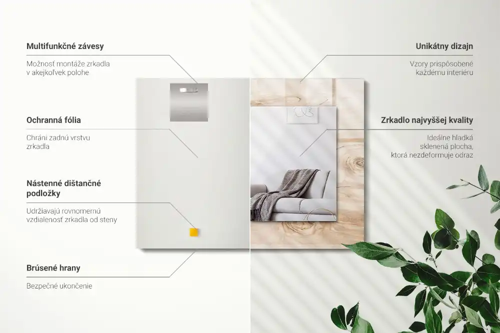 Specchio rettangolare con cornice stampata Legno con nodi