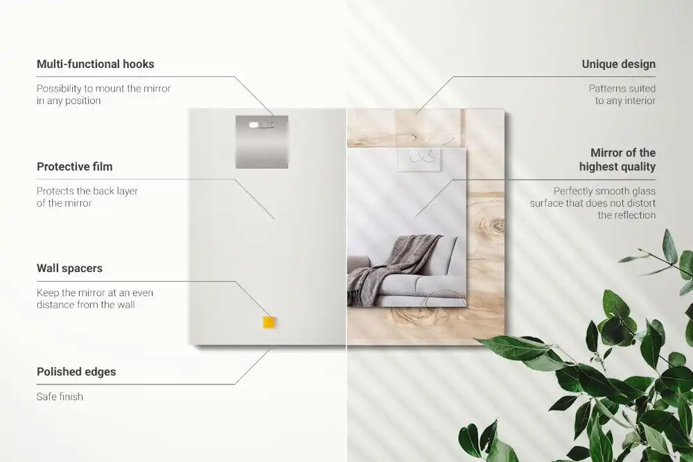 Specchio rettangolare con cornice stampata Legno con nodi