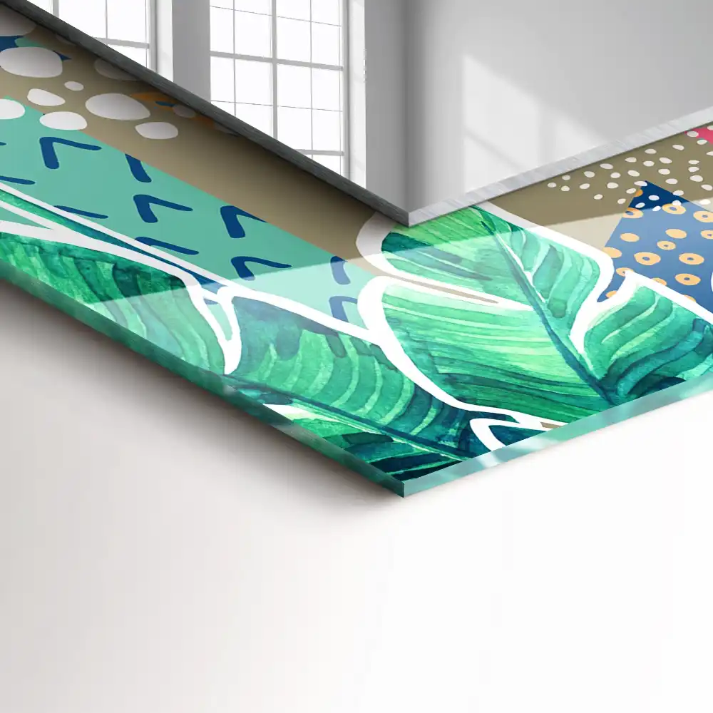 Specchio rettangolare stampato Fiori e foglie