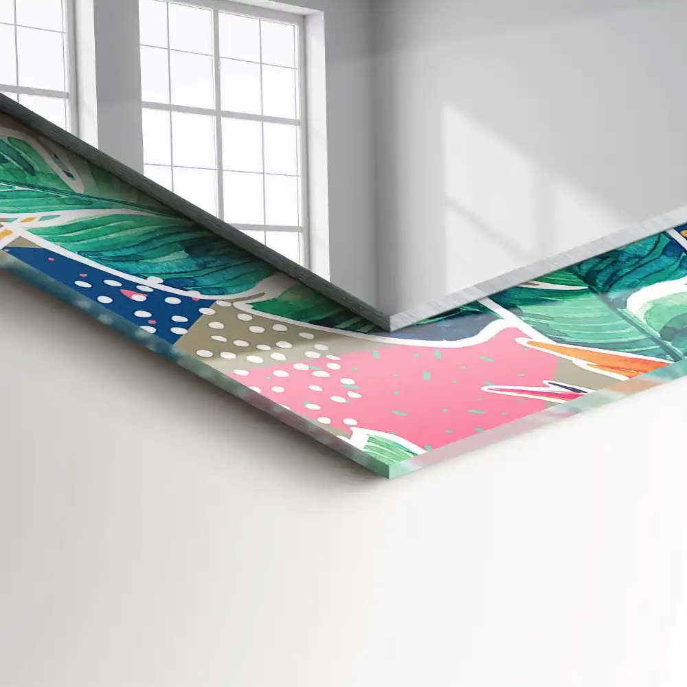 Specchio rettangolare stampato Fiori e foglie