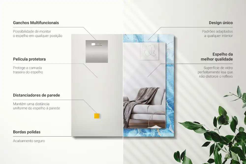 Specchio rettangolare decoro Motivo in marmo blu