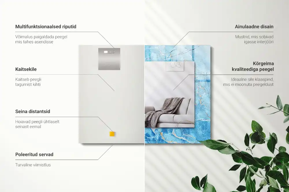 Specchio rettangolare decoro Motivo in marmo blu