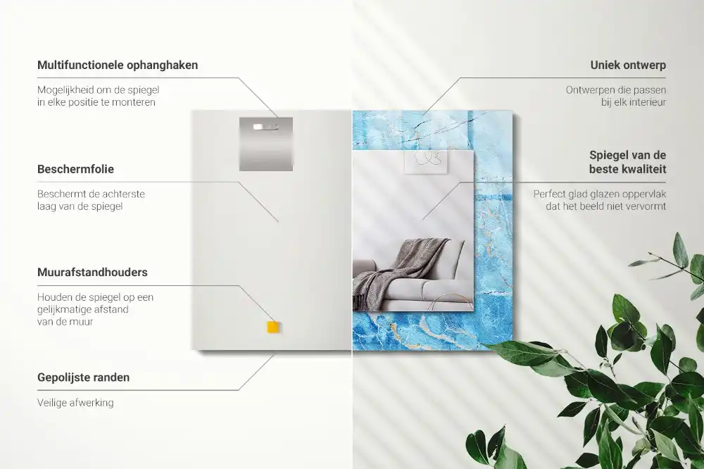 Specchio rettangolare decoro Motivo in marmo blu