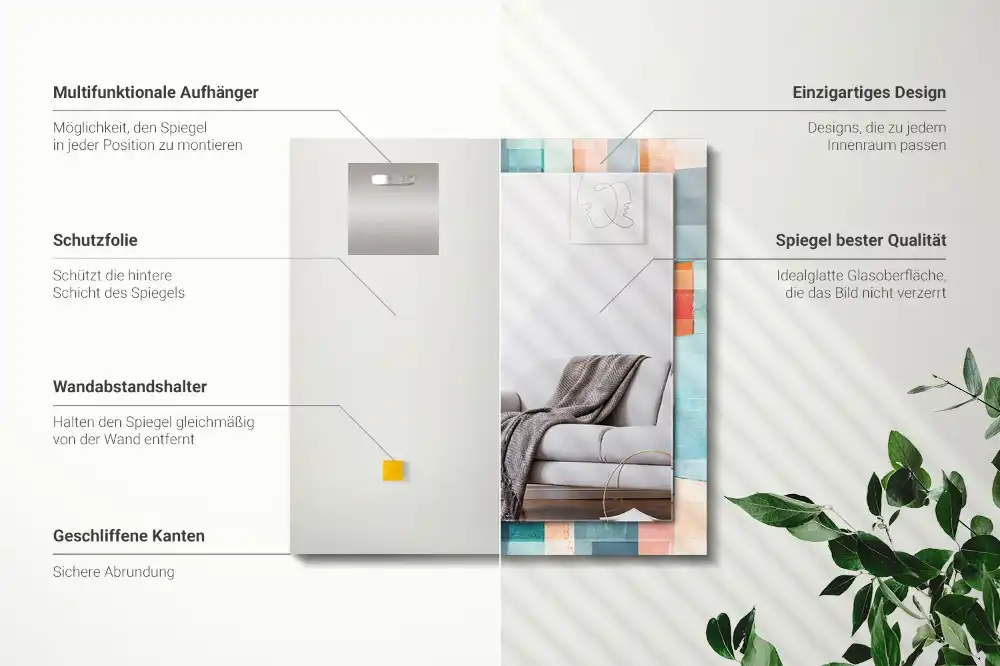 Specchio rettangolare stampato Rettangoli astratti colorati