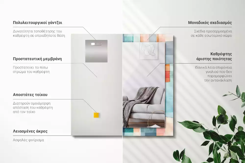 Specchio rettangolare stampato Rettangoli astratti colorati