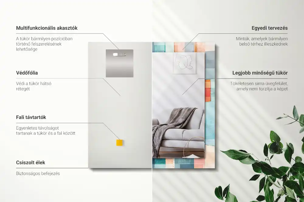 Specchio rettangolare stampato Rettangoli astratti colorati