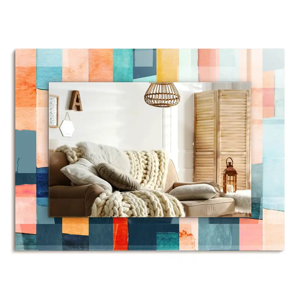 Specchio rettangolare stampato Rettangoli astratti colorati