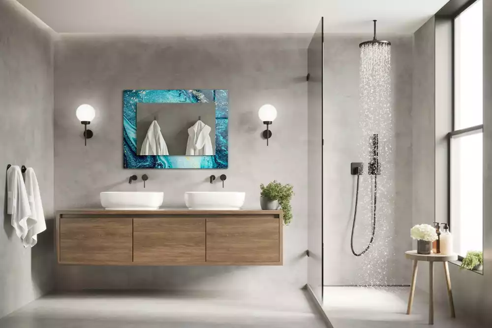 Specchio rettangolare decoro Arte astratta blu