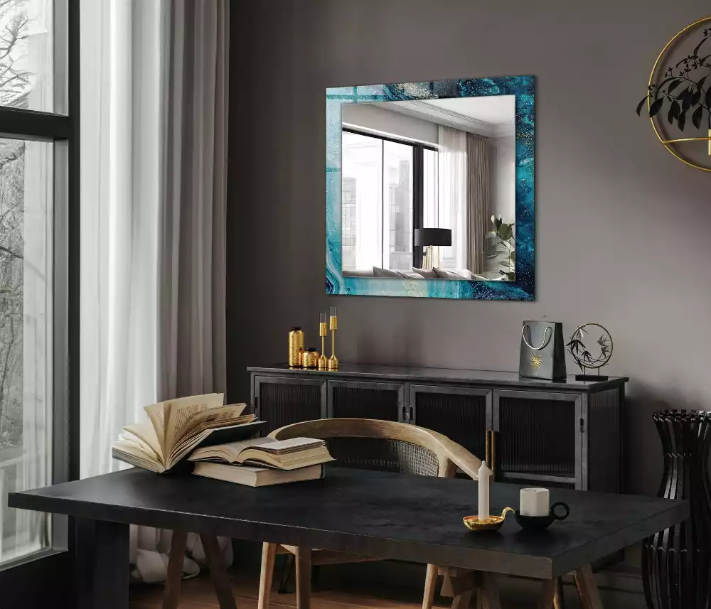 Specchio rettangolare decoro Arte astratta blu