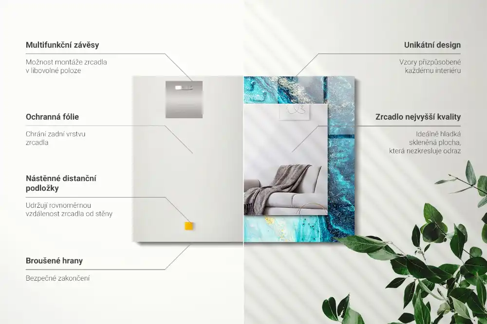 Specchio rettangolare decoro Arte astratta blu